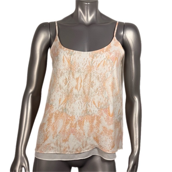 Rachel Zoe | Peach & Grey Chiffon Layered Snake Print Camisole Strap Top - Picture 1 of 12